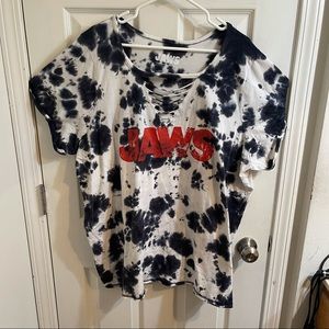 Torrid tie dye JAWS short sleeve shirt